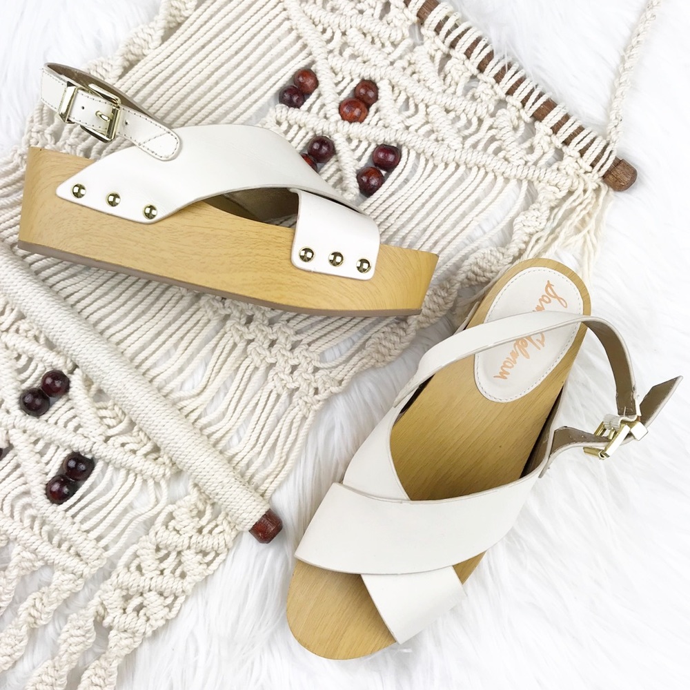 Sam Edelman platform leather sandals white wood